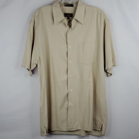 L BAMBOO JAMES TATTERSALL NATURAL KHAKI TAN LONG SLEEVE BUTTON DOWN SHIRT large - Picture 6 of 12